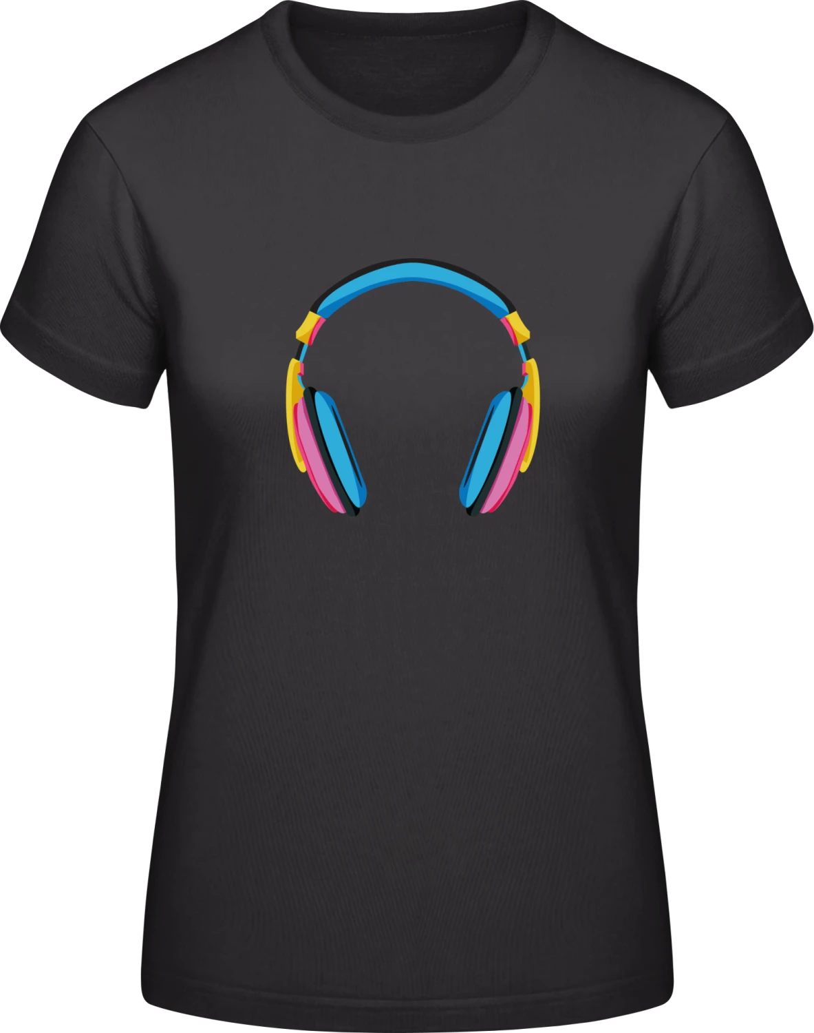 Funky Headphone - Black #E190 women T-Shirt - Front