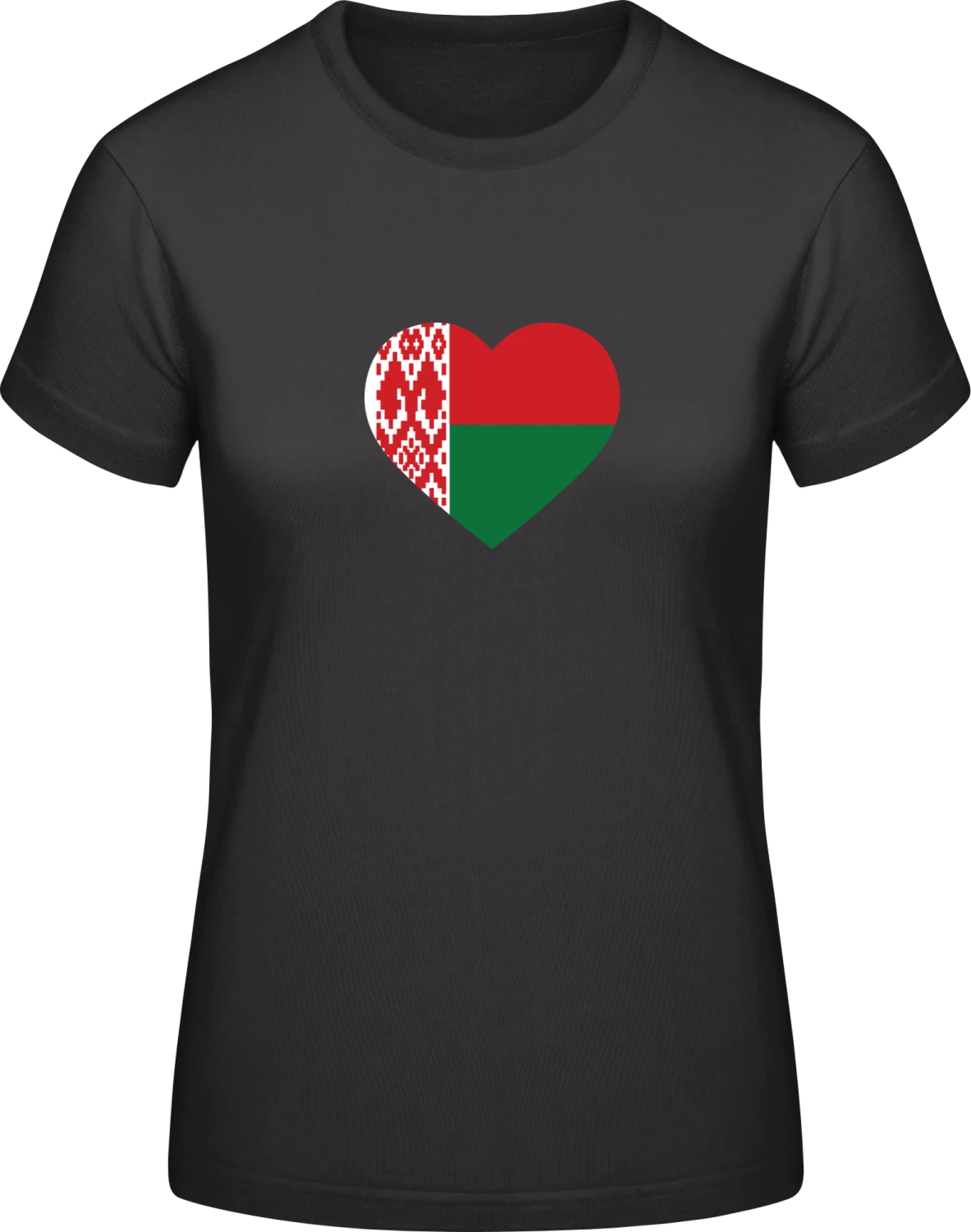 Belarus Heart Flag - Black #E190 women T-Shirt - Front