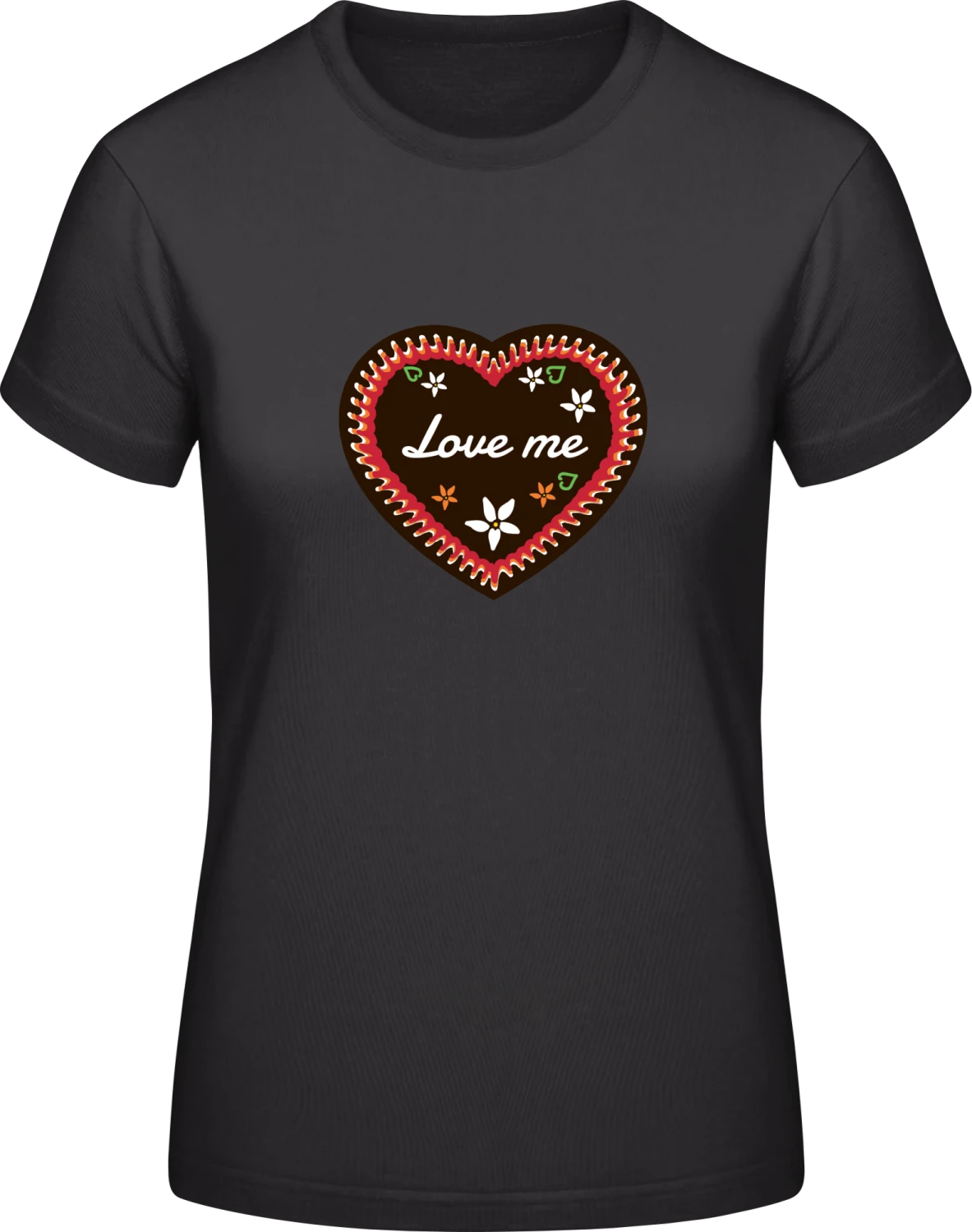 Love Me Gingerbread Heart - Black #E190 women T-Shirt - Front