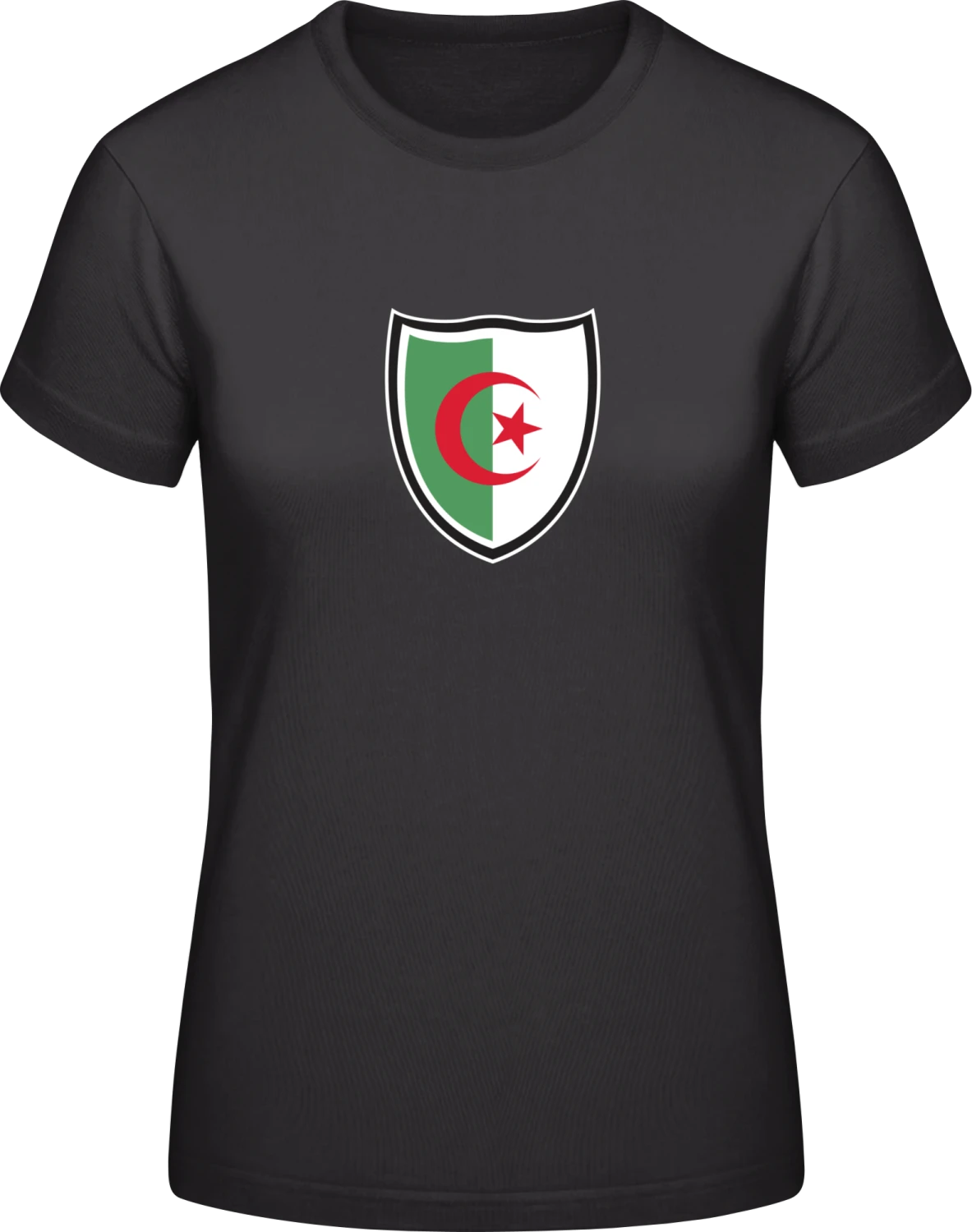 Algeria Flag Shield - Black #E190 women T-Shirt - Front