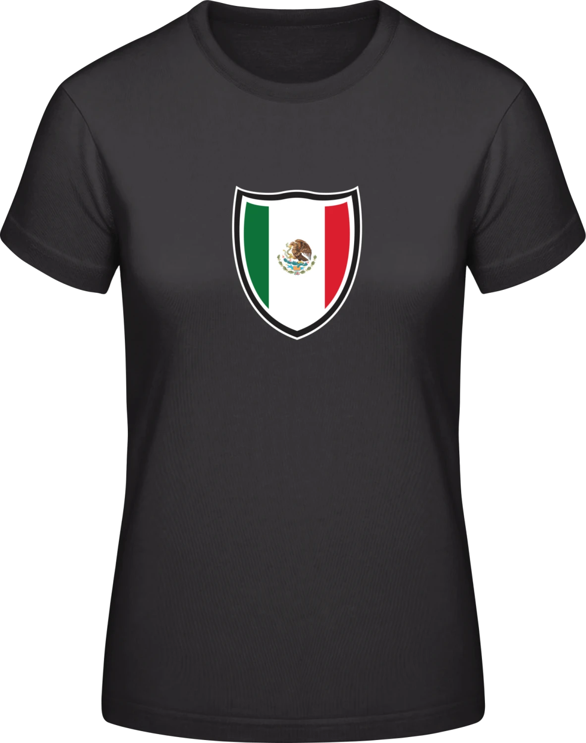 Mexico Flag Shield - Black #E190 women T-Shirt - Front