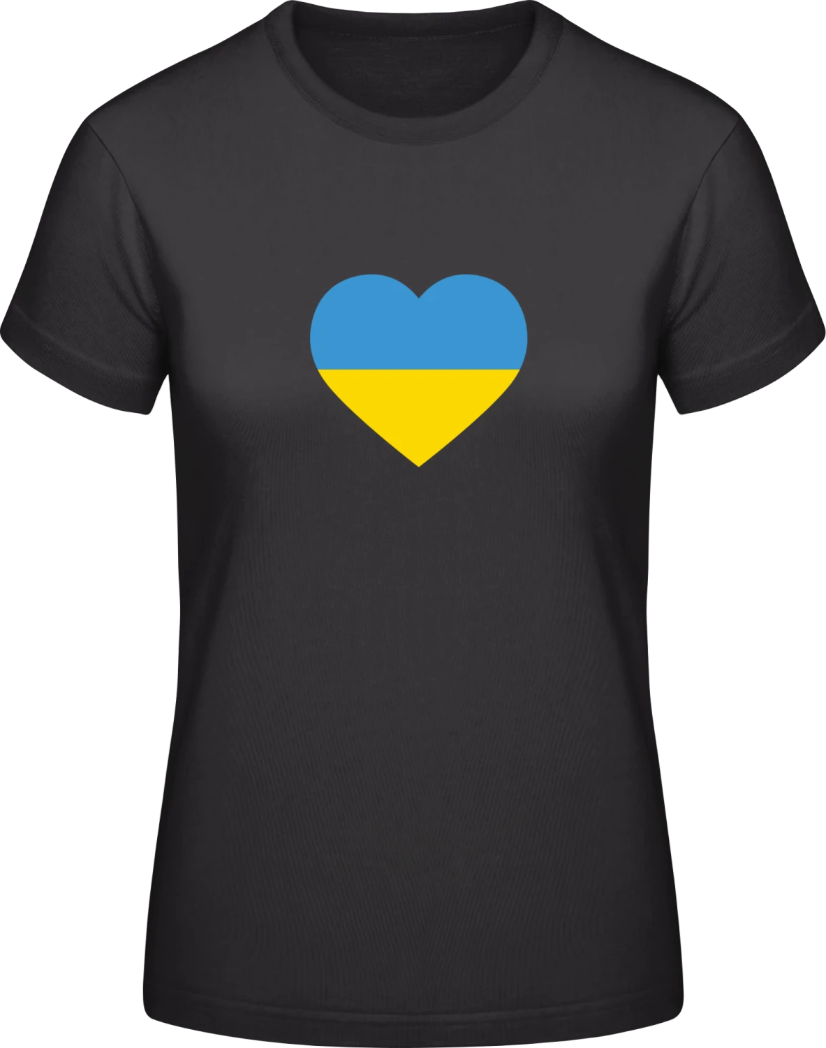 Ukraine Heart Flag - Black #E190 women T-Shirt - Front