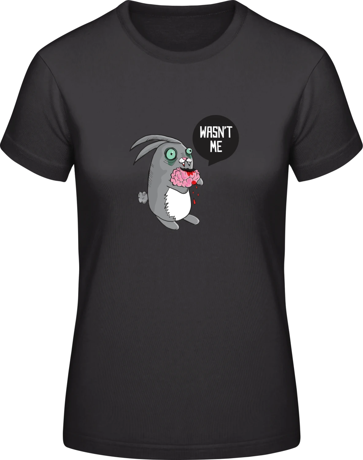 Wasn't Me Monster Bunny - Black #E190 women T-Shirt - Front