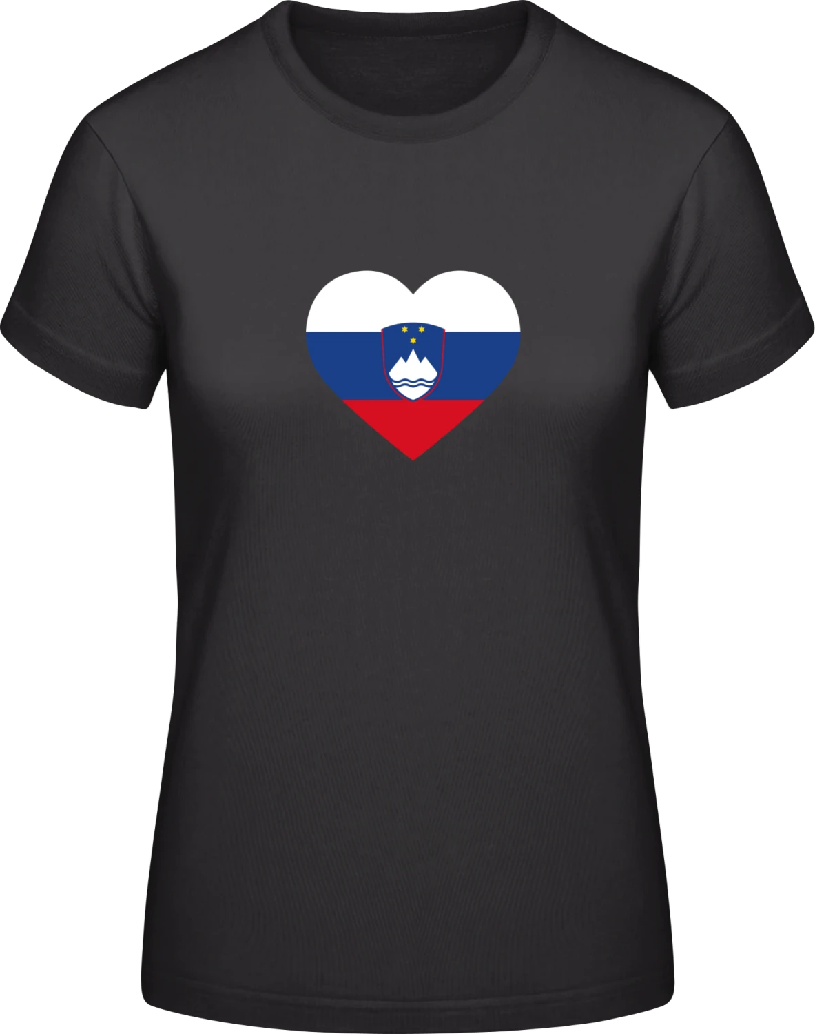 Slovenia Heart Flag - Black #E190 women T-Shirt - Front