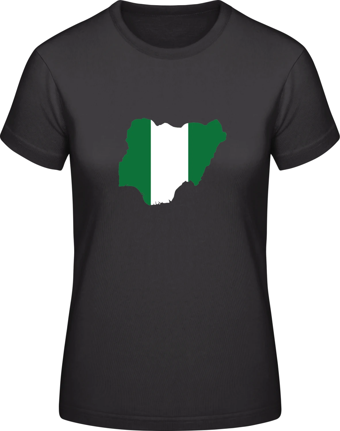 Nigeria Map Flag - Black #E190 women T-Shirt - Front