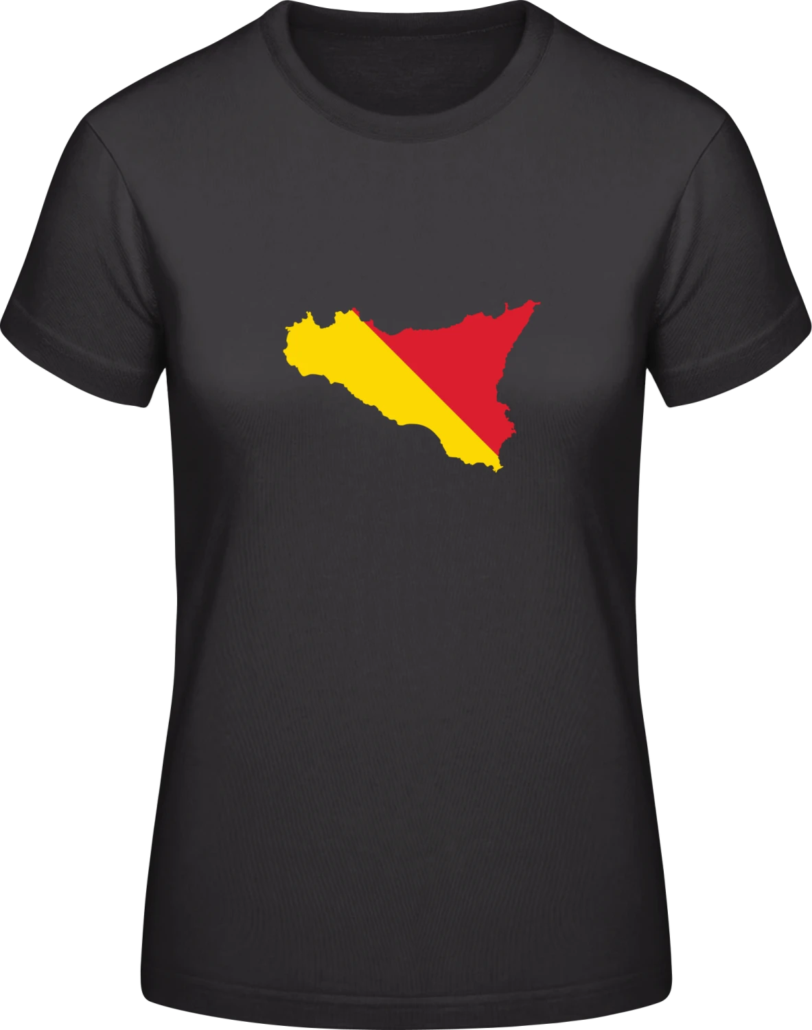 Sicily Map - Black #E190 women T-Shirt - Front