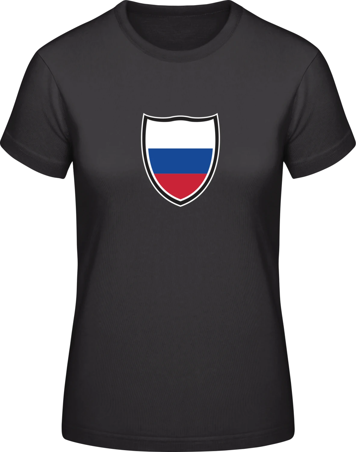 Russian Flag Shield - Black #E190 women T-Shirt - Front