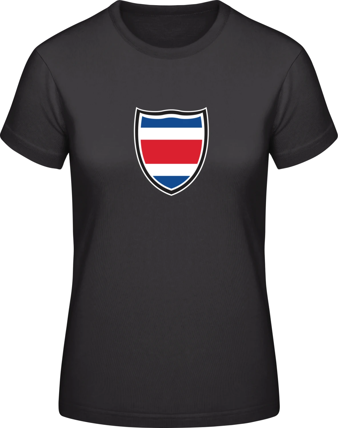 Costa Rica Flag Shield - Black #E190 women T-Shirt - Front