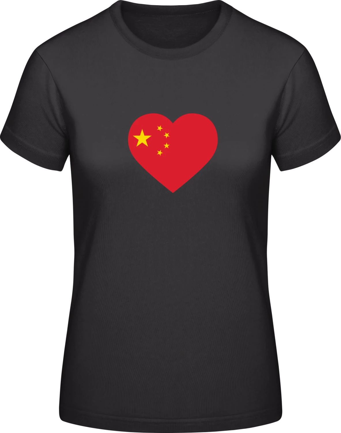 China Heart Flag - Black #E190 women T-Shirt - Front