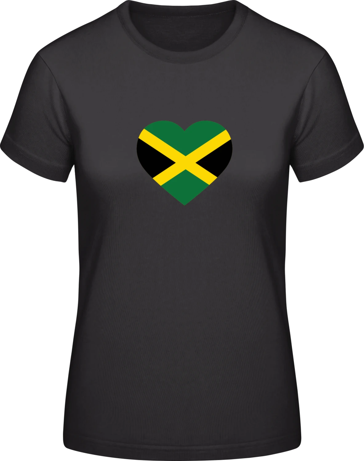 Jamaica Heart Flag - Black #E190 women T-Shirt - Front