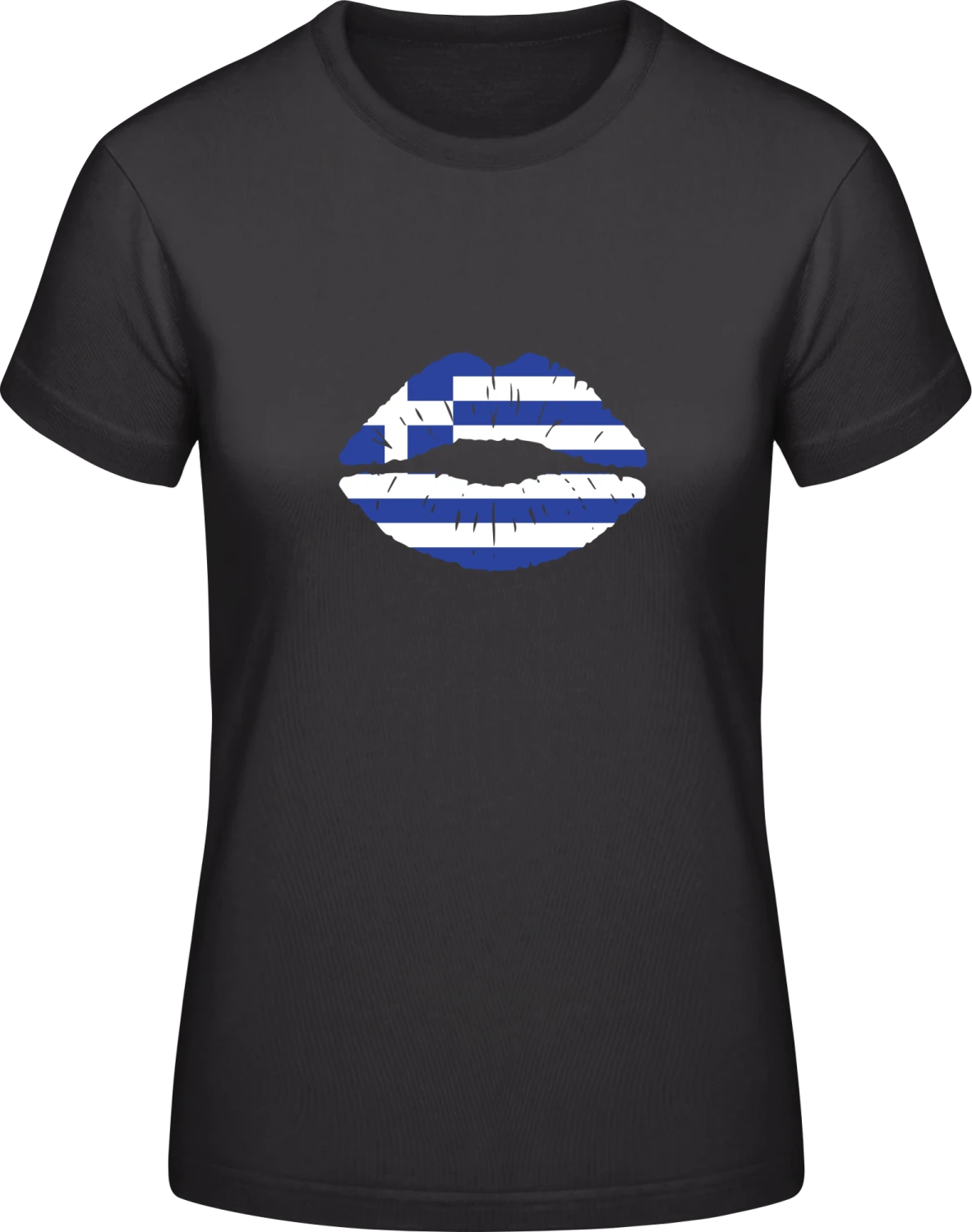 Greek Kiss Flag - Black #E190 women T-Shirt - Front