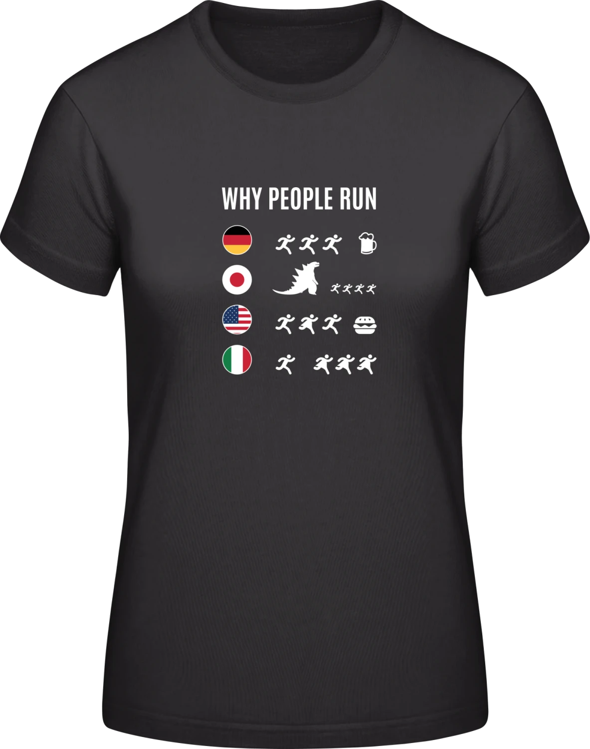 Why People Run - Black #E190 women T-Shirt - Front