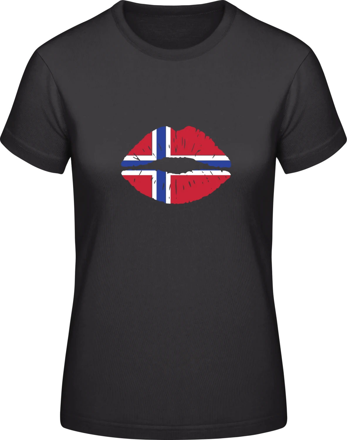 Norwegian Kiss Flag - Black #E190 women T-Shirt - Front