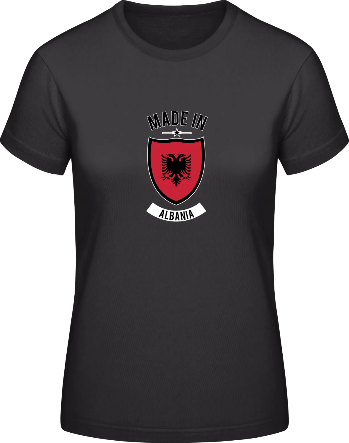 Made in Albania - Black #E190 women T-Shirt - Front