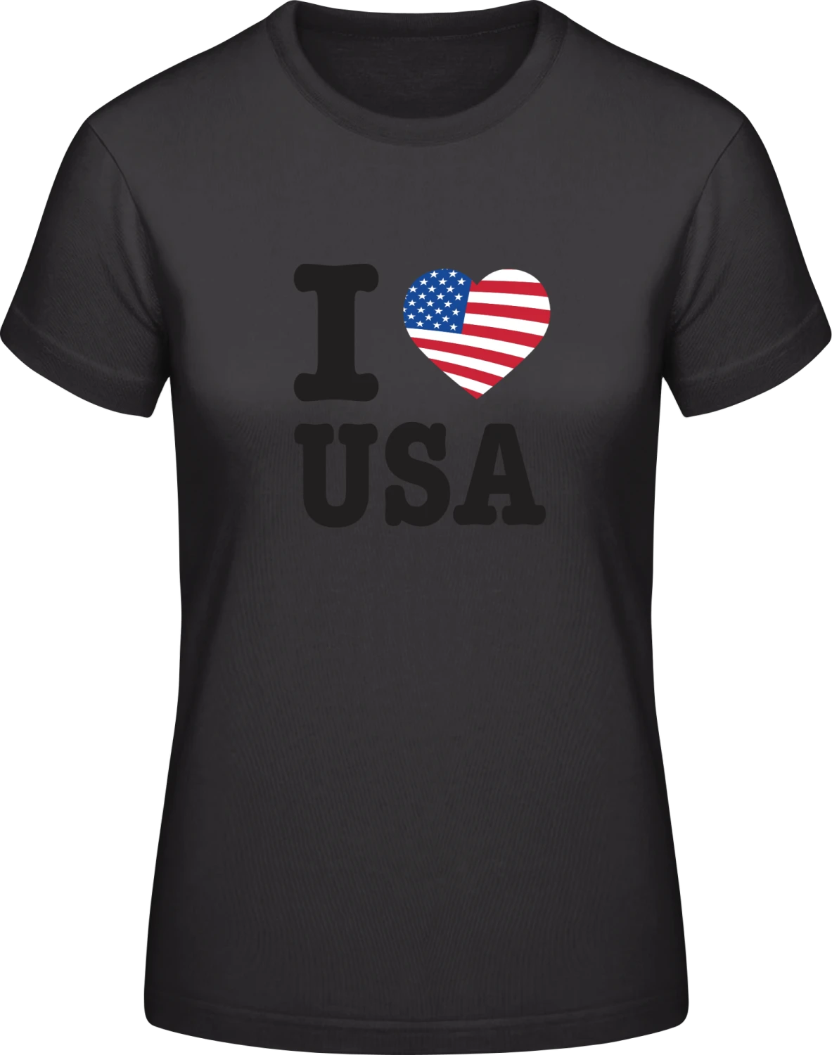 I Love USA - Black #E190 women T-Shirt - Front