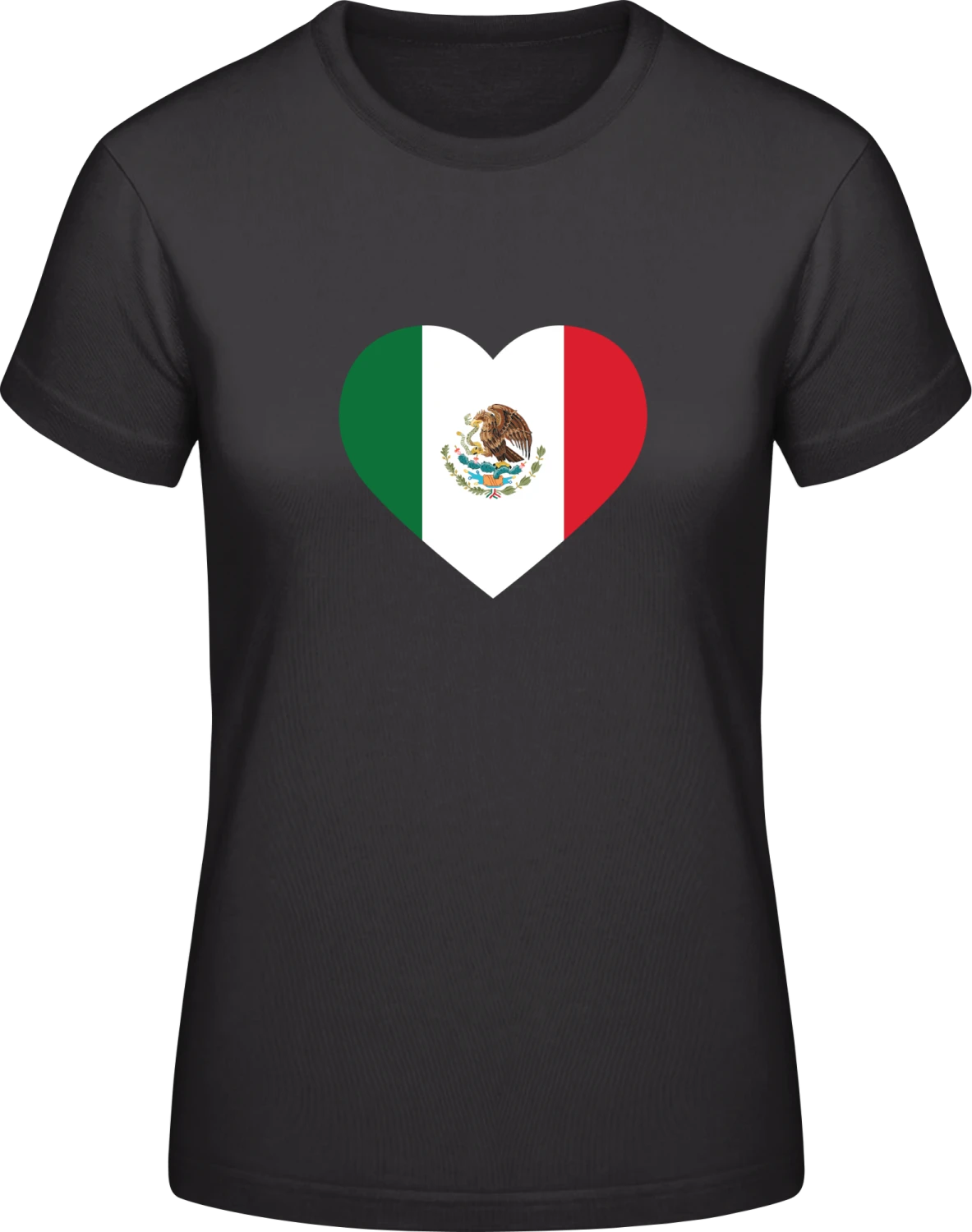 Mexico Heart Flag - Black #E190 women T-Shirt - Front