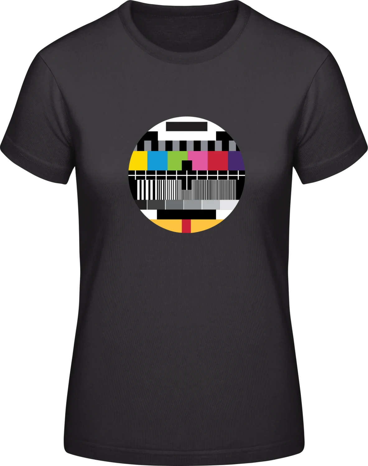 No Signal TV Test Screen - Black #E190 women T-Shirt - Front