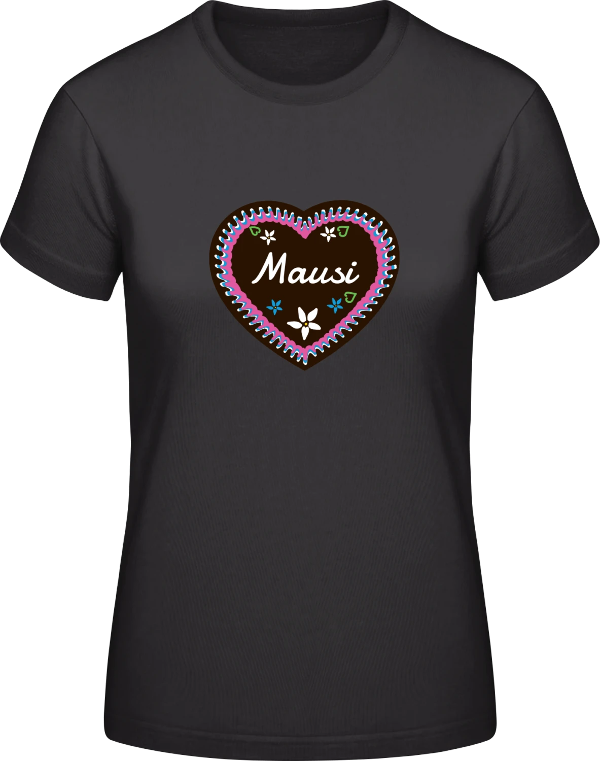 Mausi Lebkuchenherz - Black #E190 women T-Shirt - Front