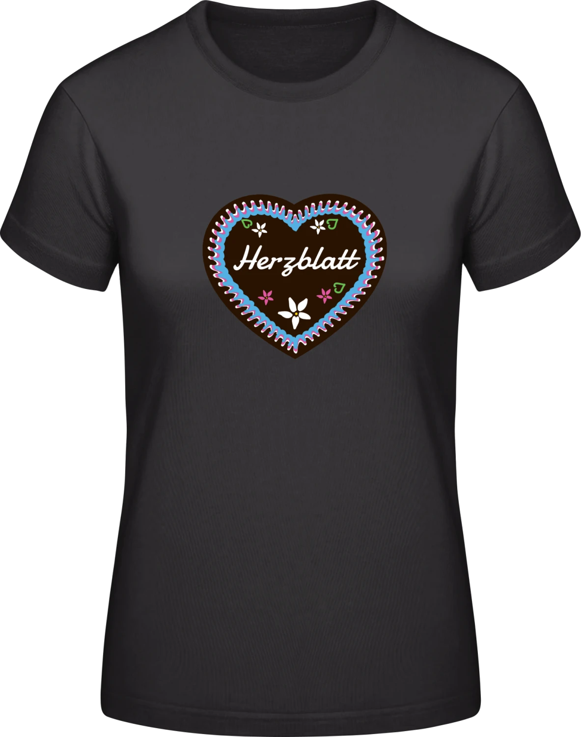 Herzblatt Lebkuchenherz - Black #E190 women T-Shirt - Front