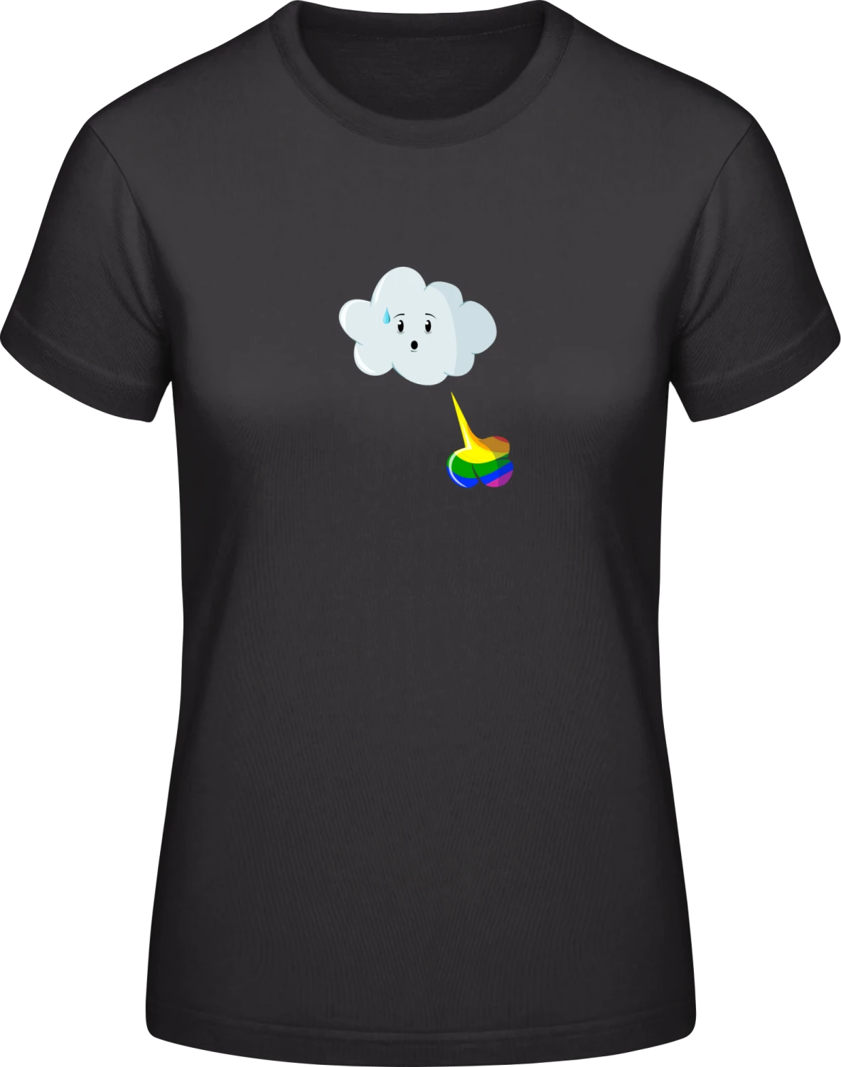 Cloud Rainbow Fart - Black #E190 women T-Shirt - Front