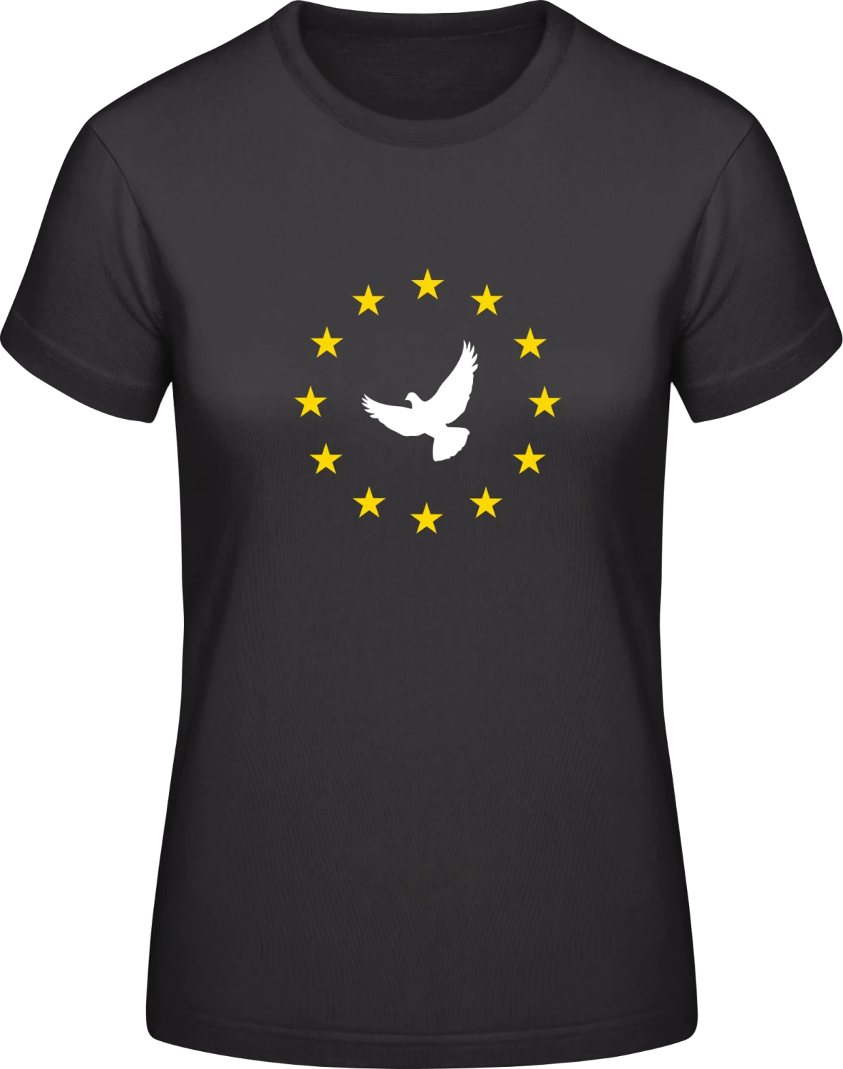 Europe Peace Doves - Black #E190 women T-Shirt - Front