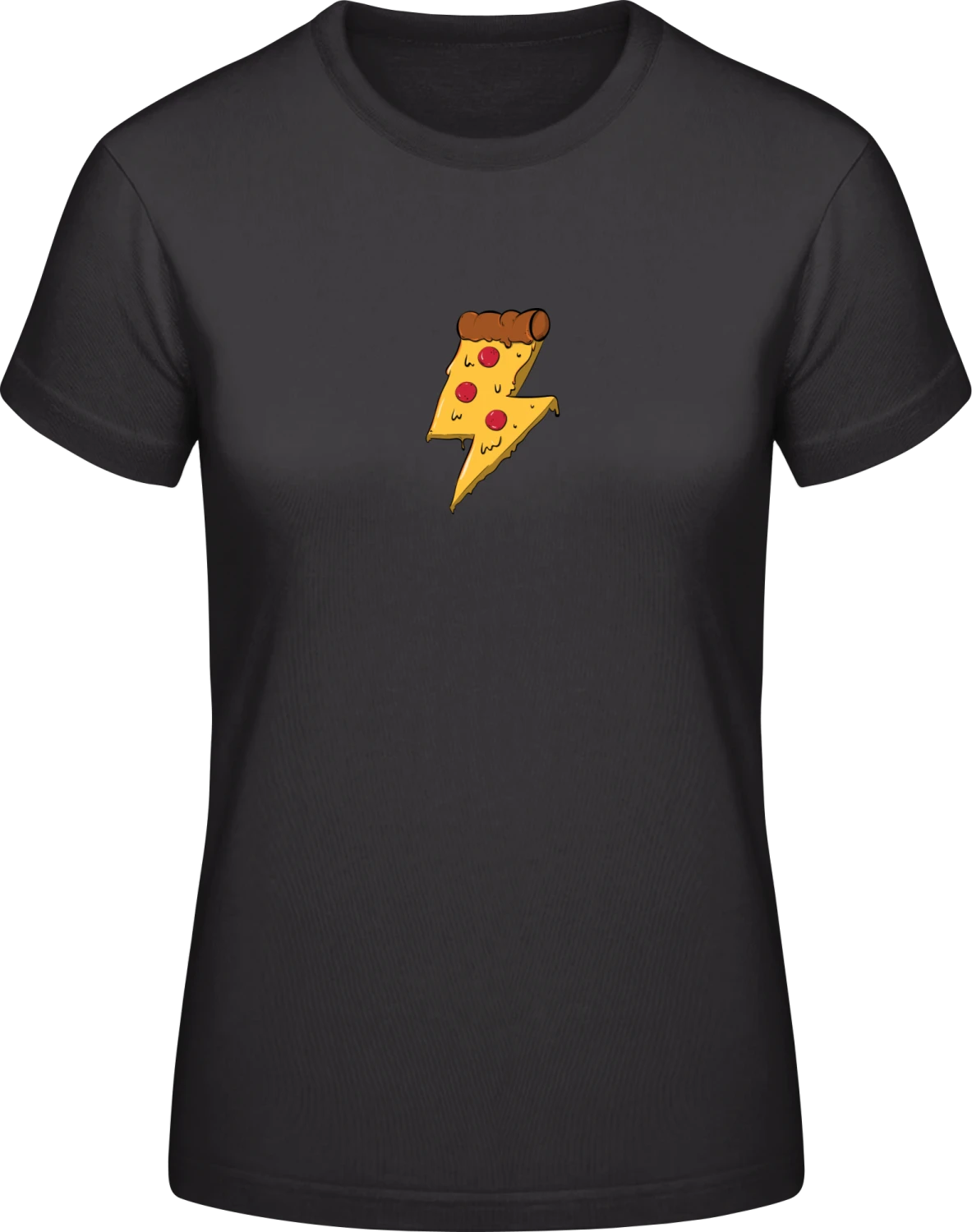 Pizza Lightning - Black #E190 women T-Shirt - Front