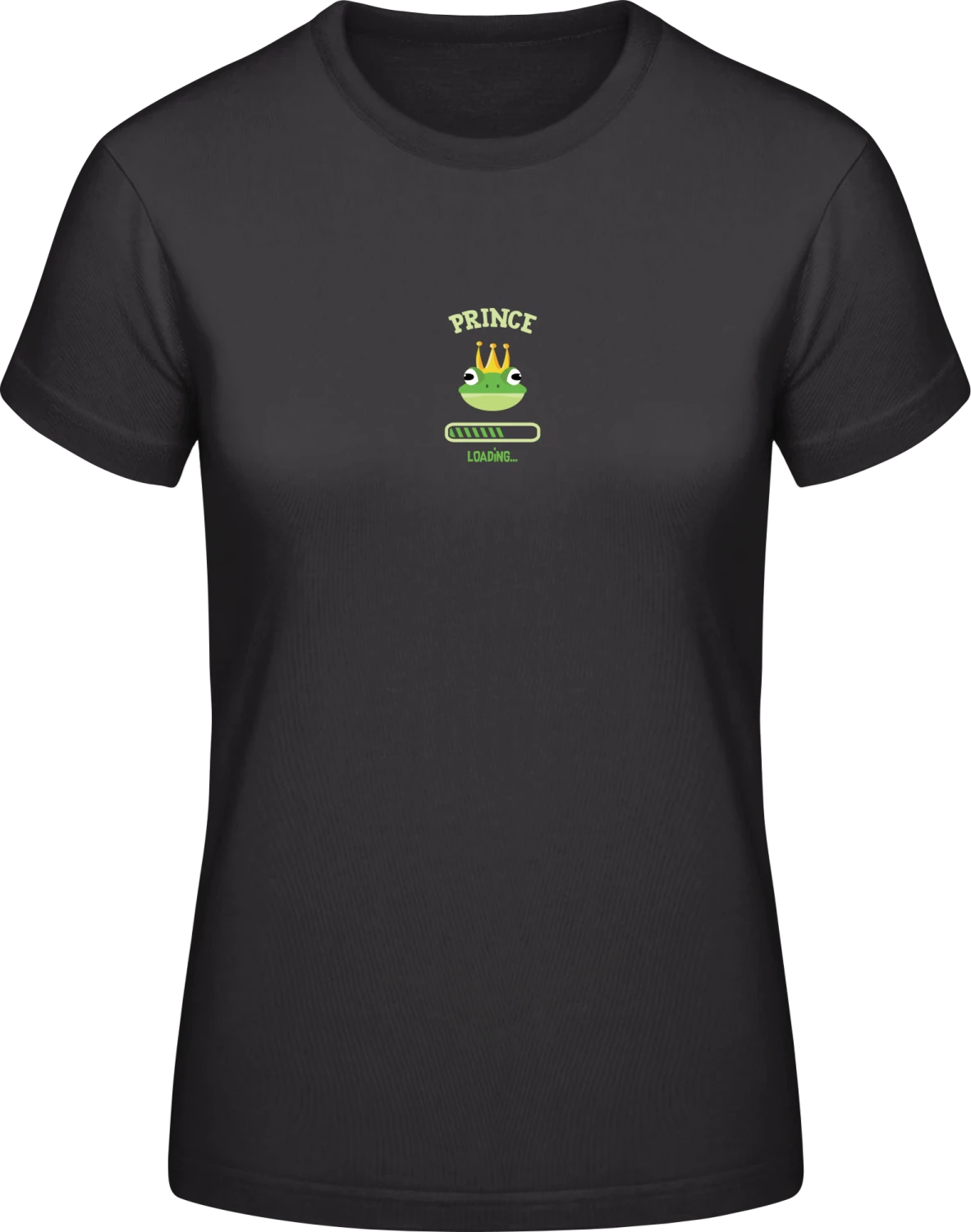 Prince Loading Frog - Black #E190 women T-Shirt - Front