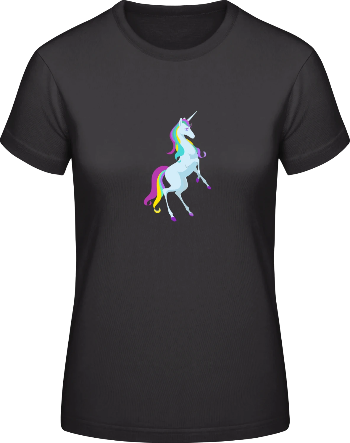 Unicorn Blue Standing - Black #E190 women T-Shirt - Front