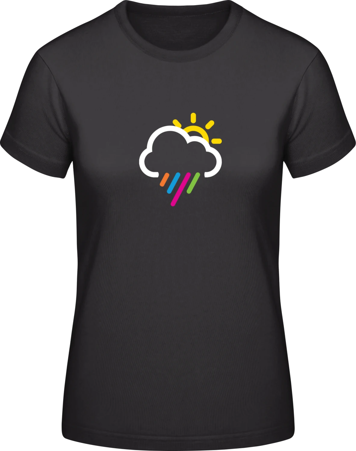 Rainbow Rain - Black #E190 women T-Shirt - Front