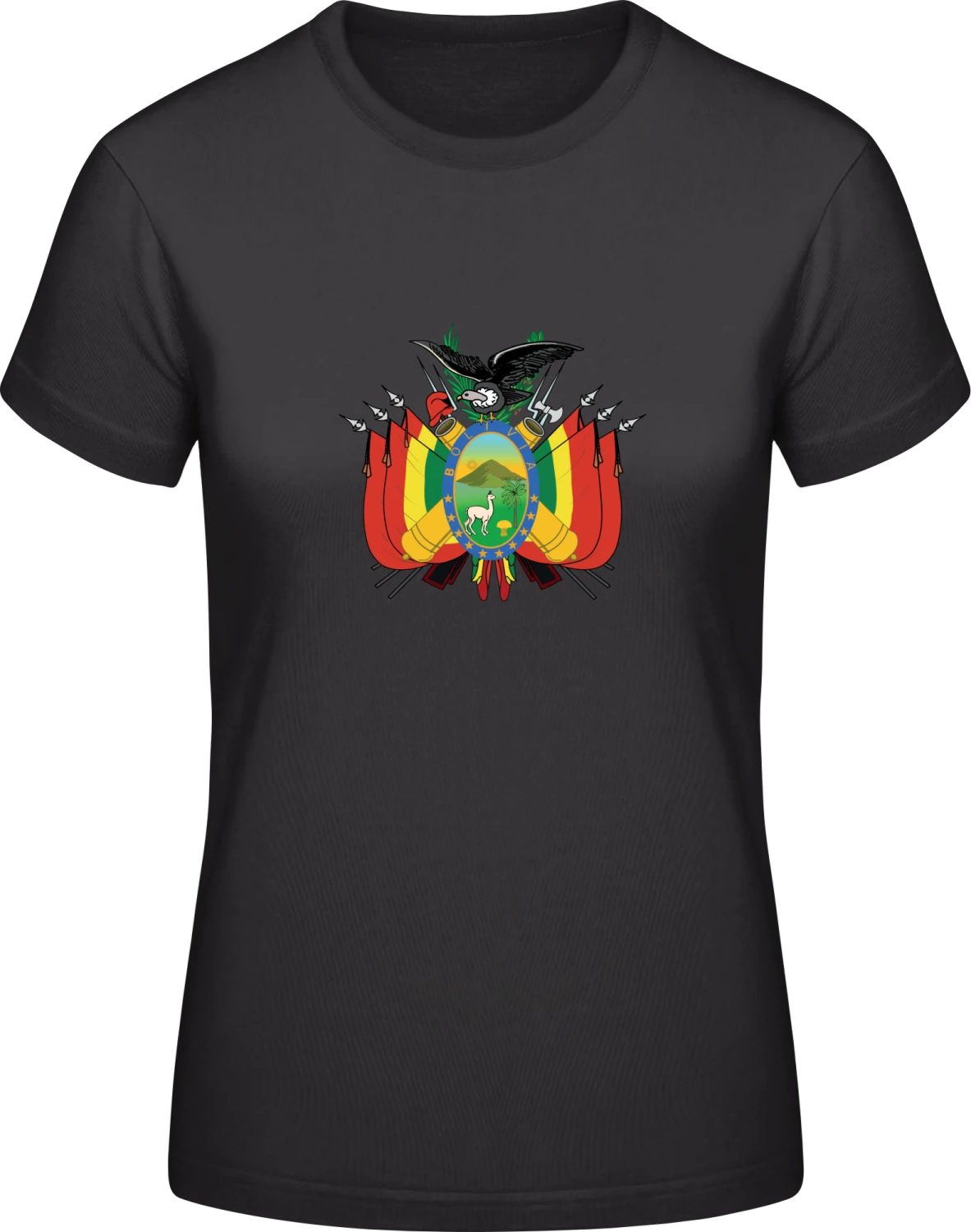 Bolivian Coat of Arms - Black #E190 women T-Shirt - Front