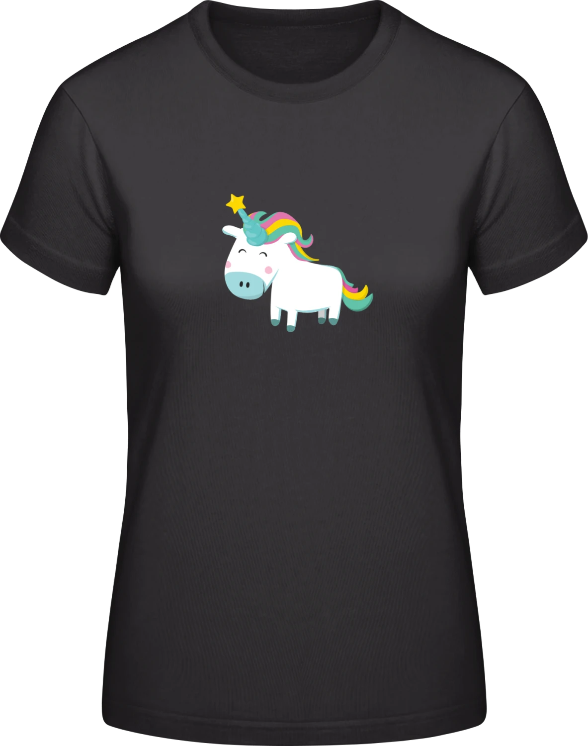 Unicorn With Star - Black #E190 women T-Shirt - Front