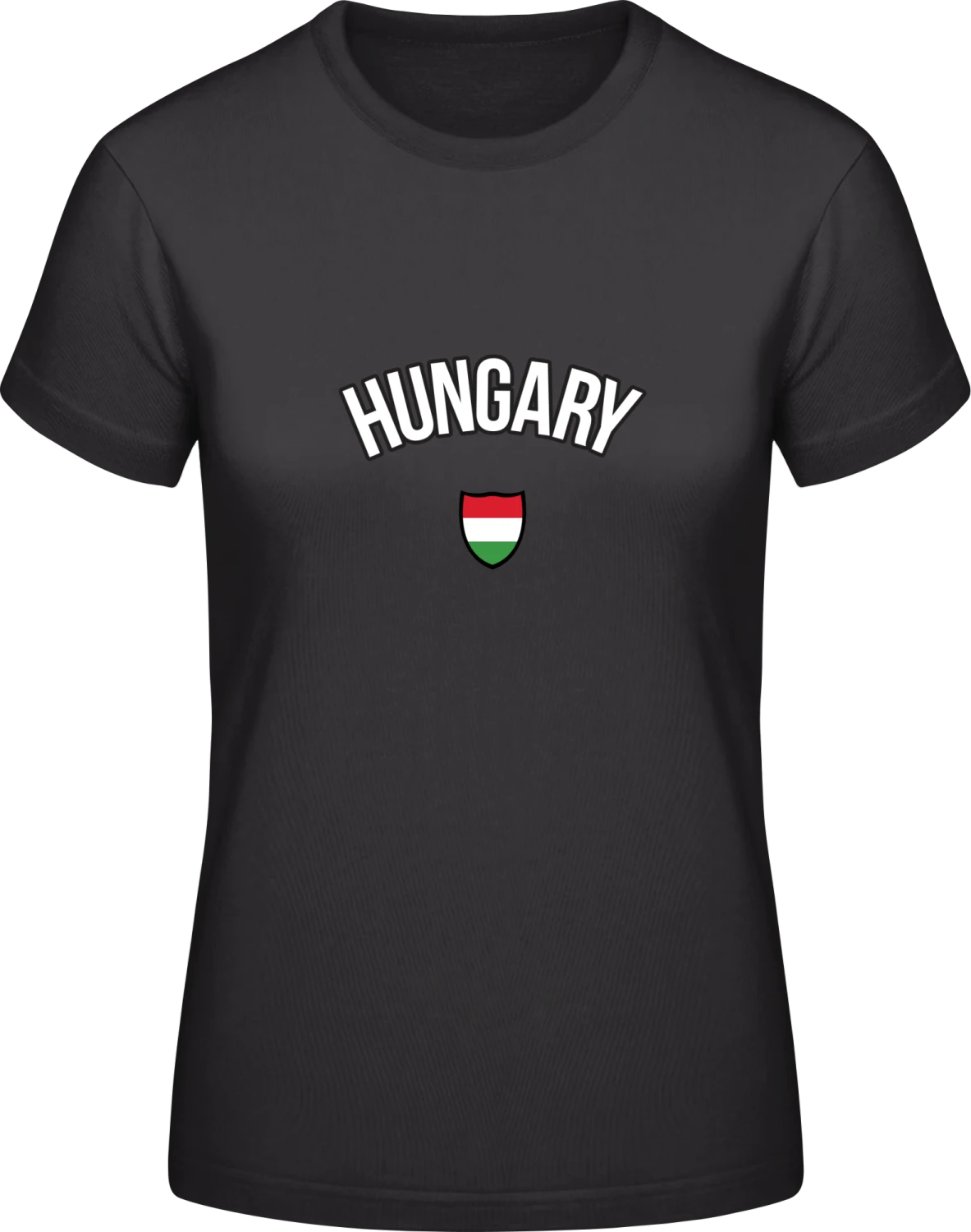 HUNGARY Football Fan - Black #E190 women T-Shirt - Front