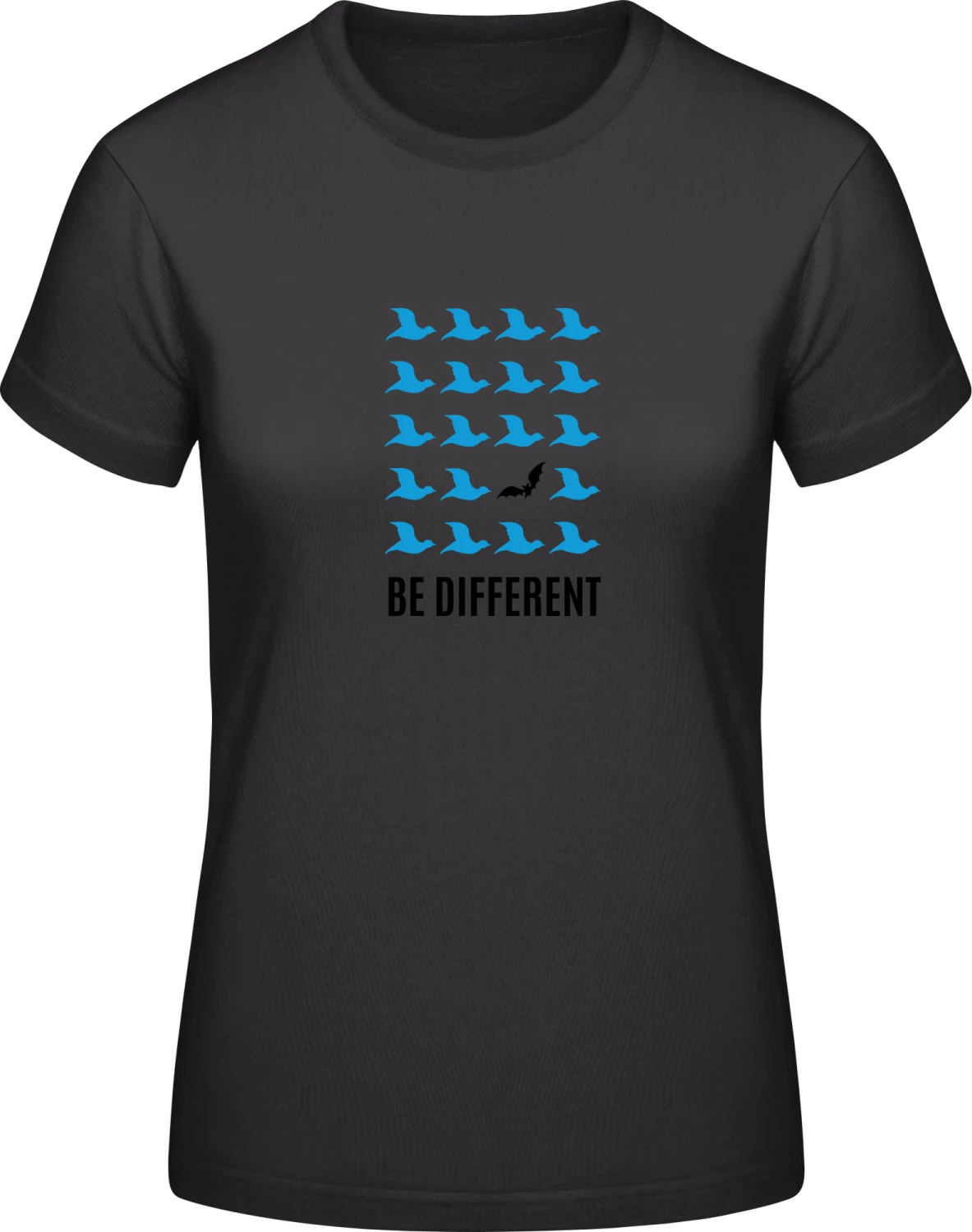 Be Different Bat Bird - Black #E190 women T-Shirt - Front