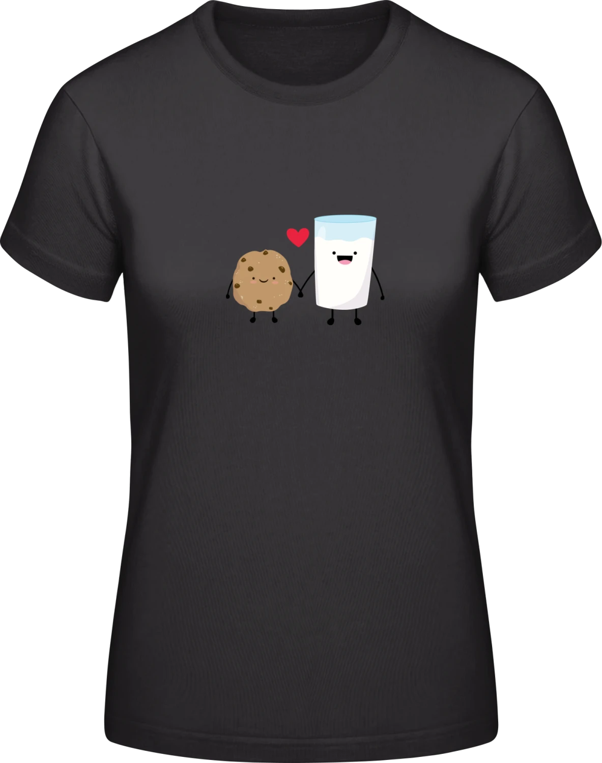 Cookie And Milk In Love - Black #E190 women T-Shirt - Front