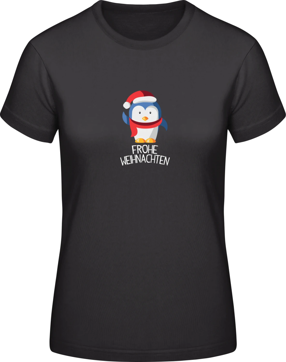 Frohe Weihnachten Pinguin - Black #E190 women T-Shirt - Front