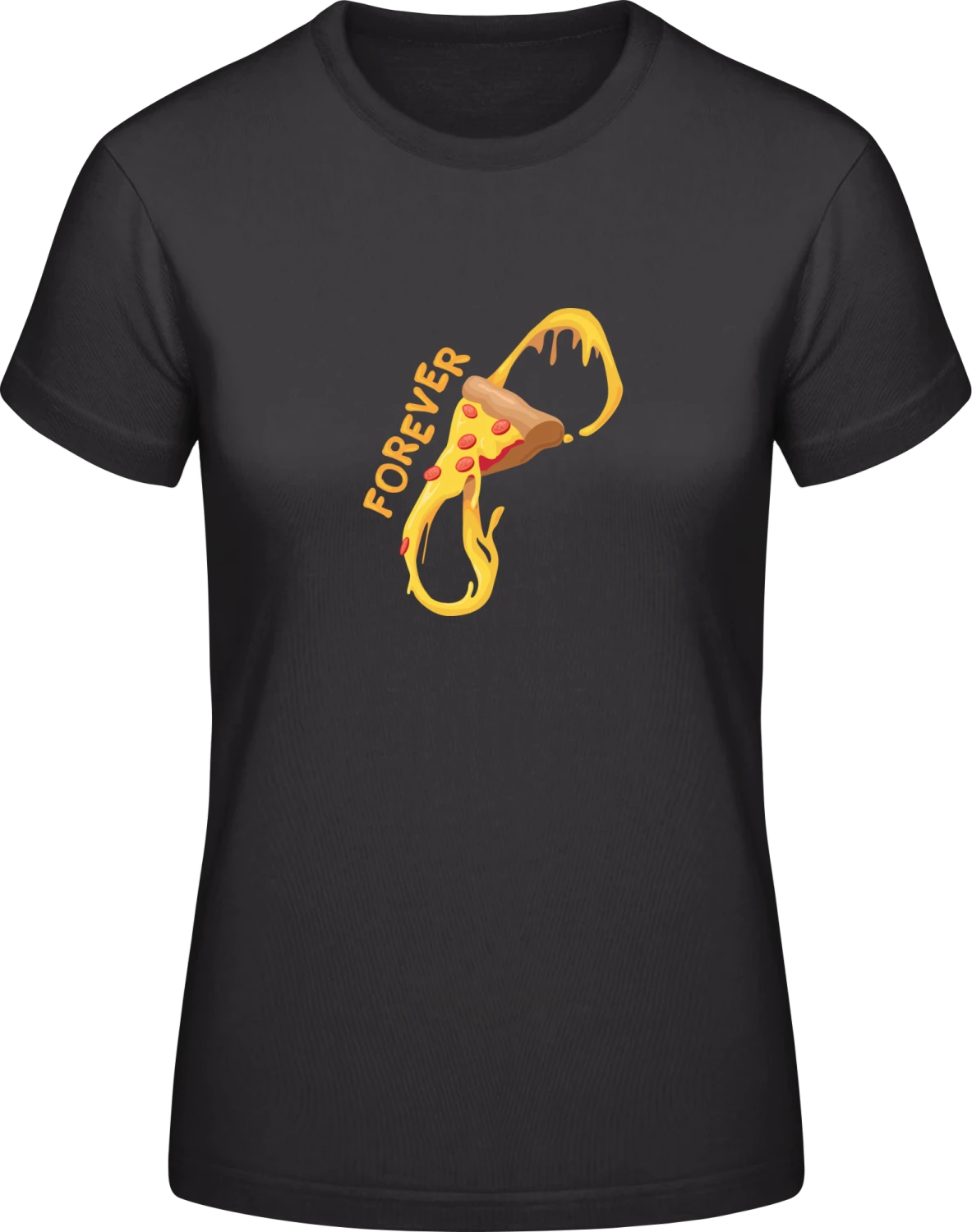 Pizza Forever - Black #E190 women T-Shirt - Front