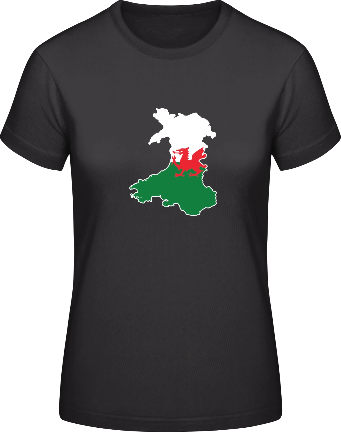 Wales Map - Black #E190 women T-Shirt - Front