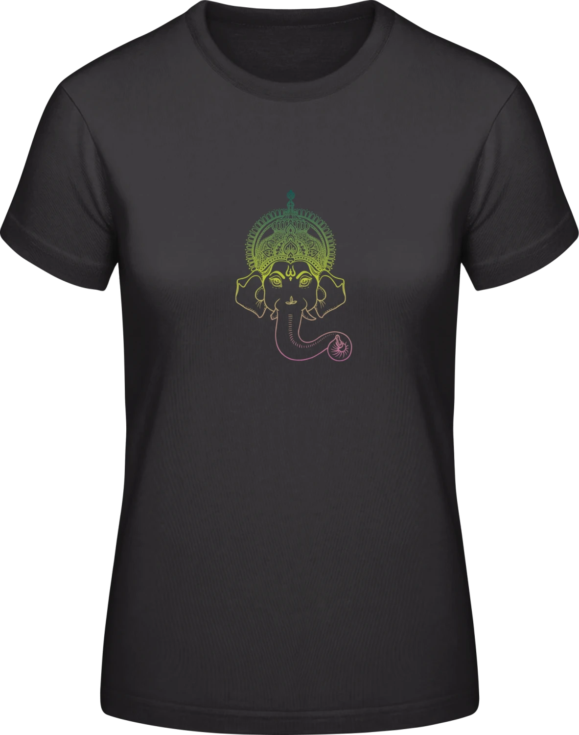 Ganesha Elephant God - Black #E190 women T-Shirt - Front