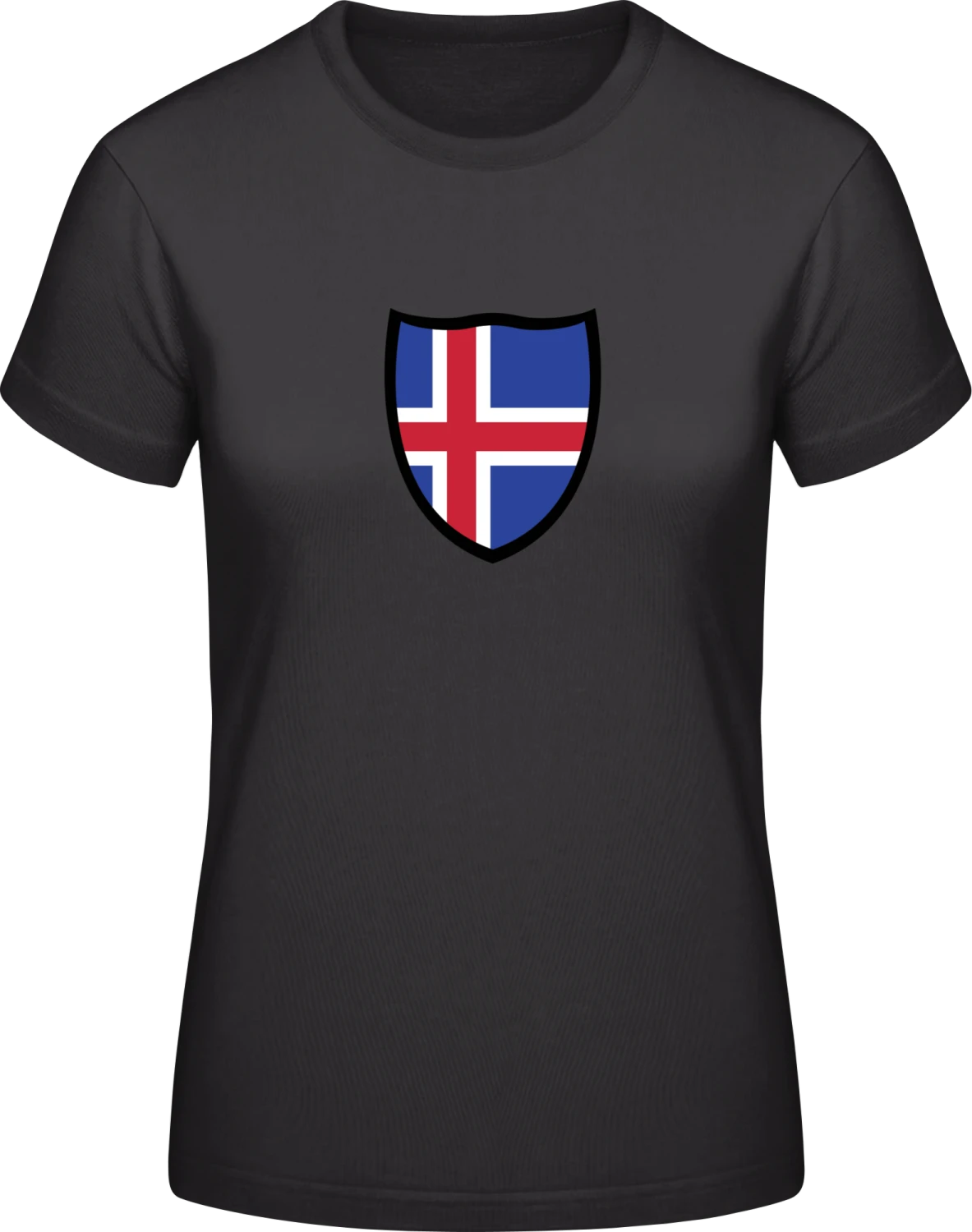 Iceland Flag Shield - Black #E190 women T-Shirt - Front