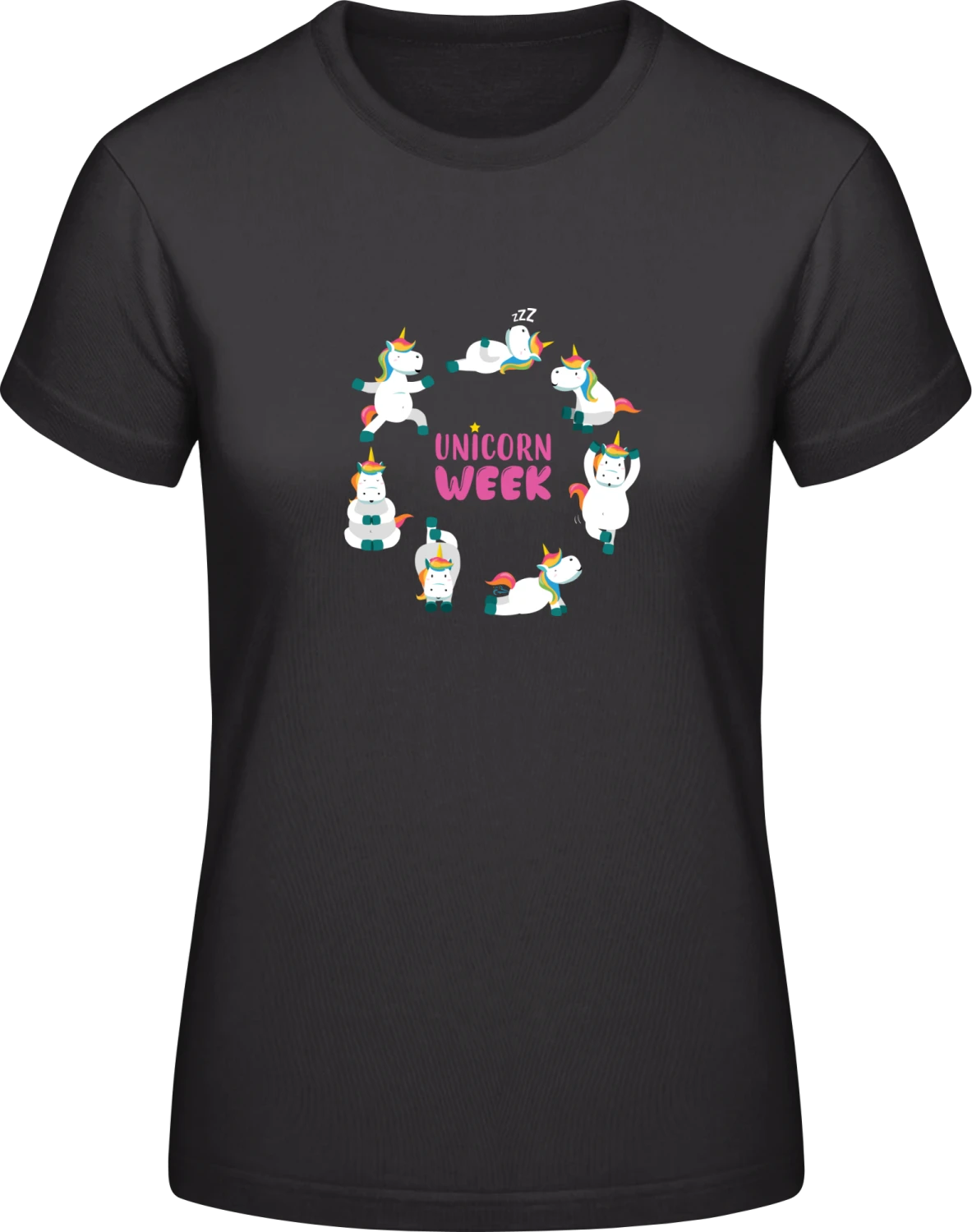 Unicorn Week - Black #E190 women T-Shirt - Front