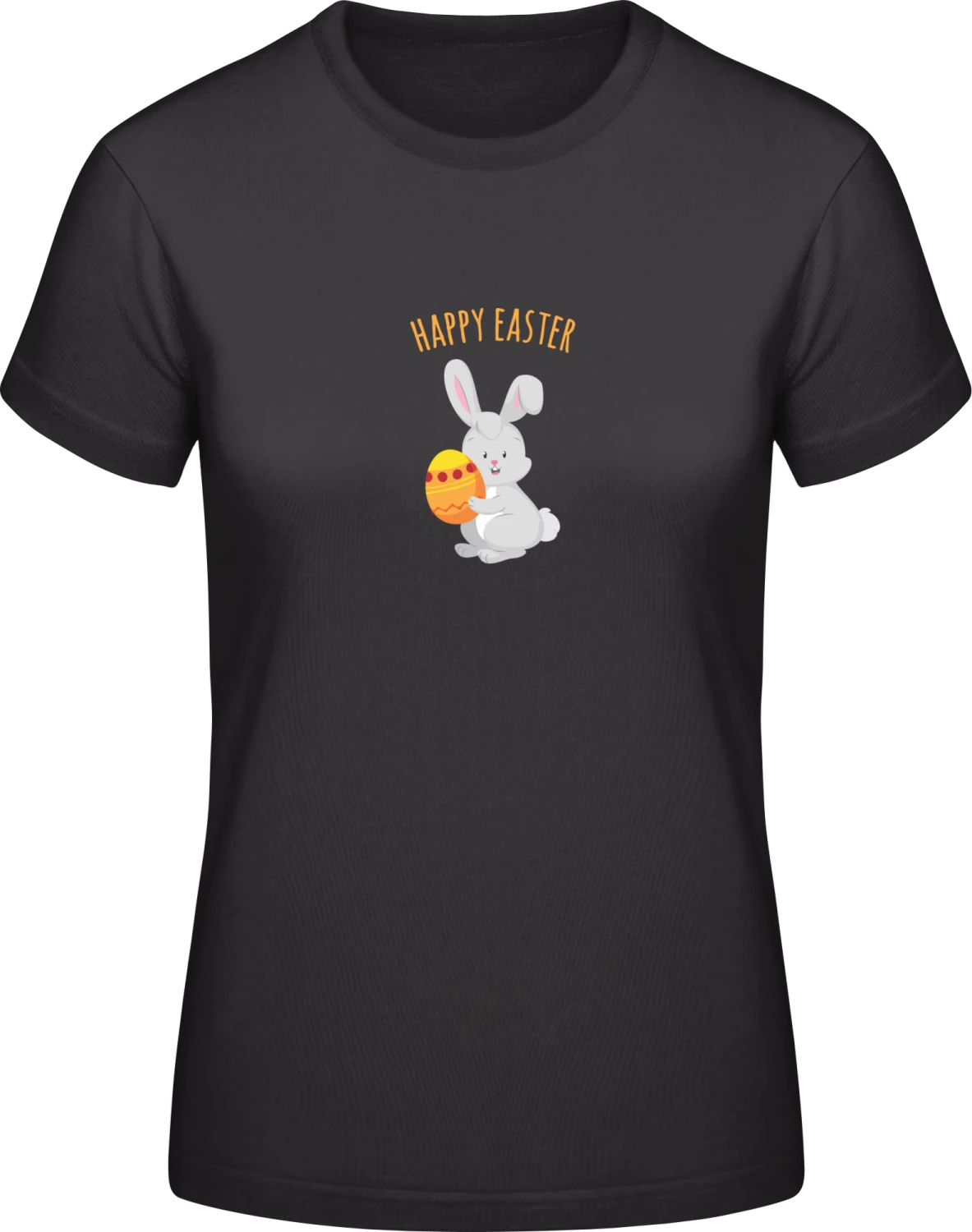 Happy Easter Bunny Egg - Black #E190 women T-Shirt - Front