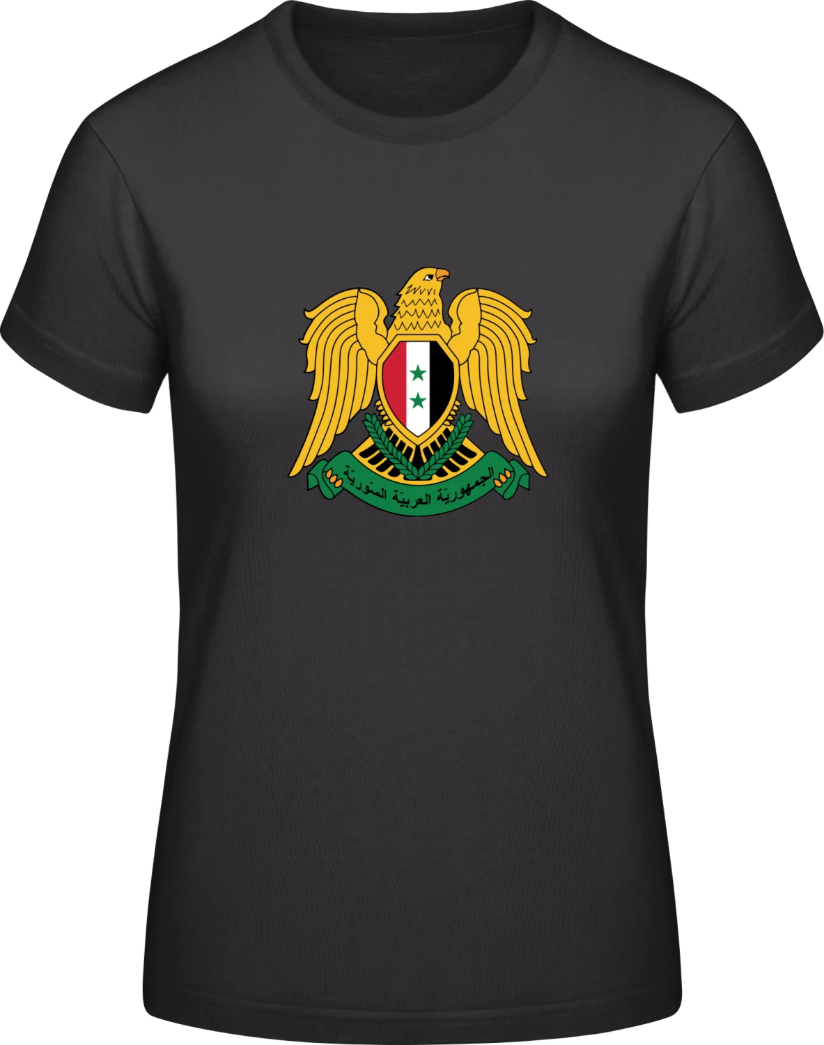 Syria Coat of Arms - Black #E190 women T-Shirt - Front