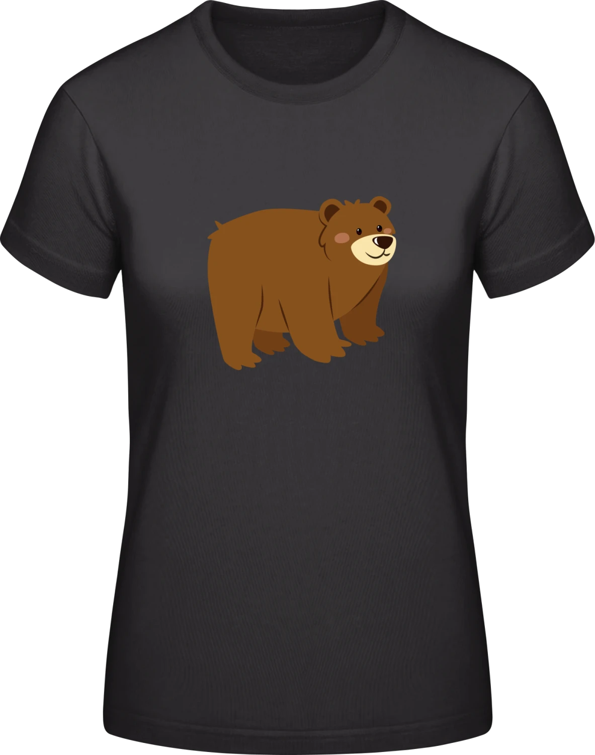 Grizzly Bear Illustration - Black #E190 women T-Shirt - Front