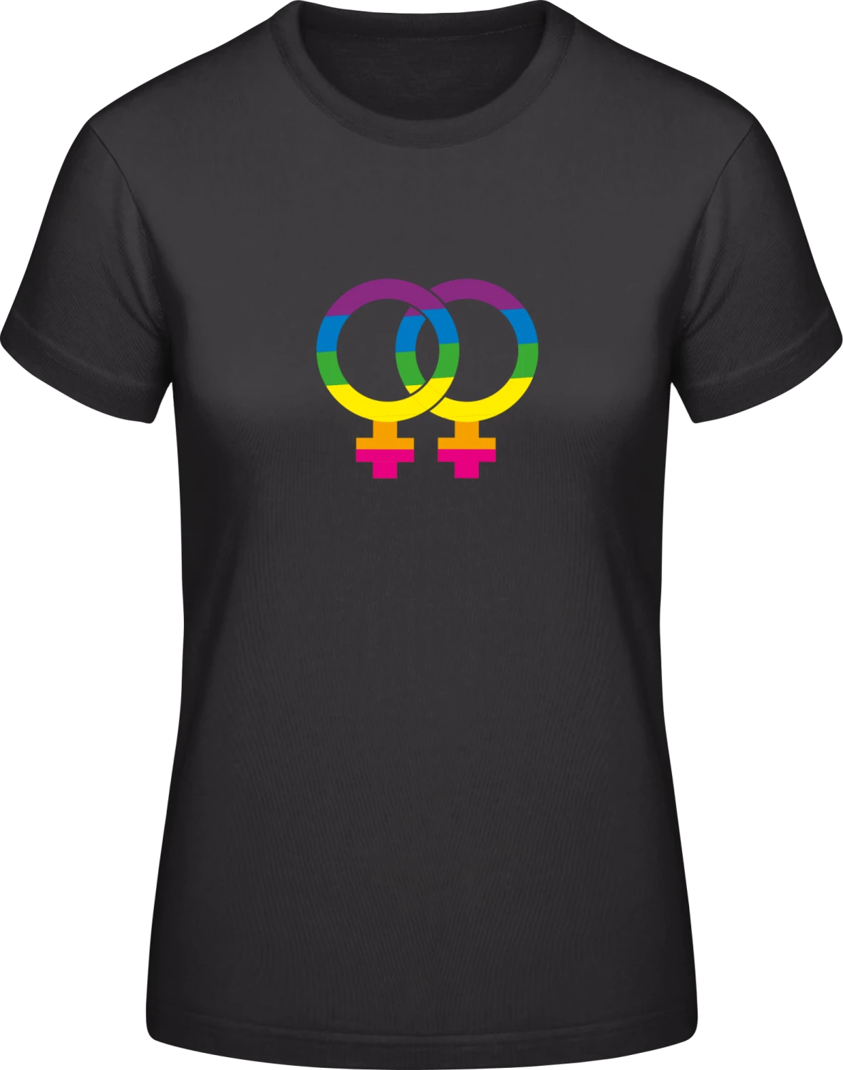 Lesbian Love Rainbow - Black #E190 women T-Shirt - Front