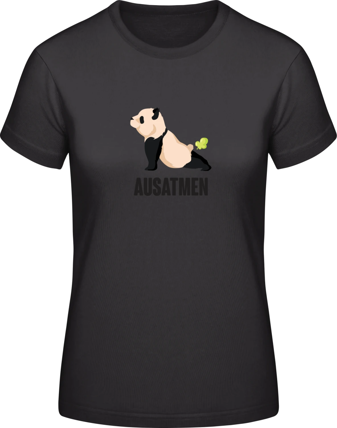 Ausatmen Panda Yoga - Black #E190 women T-Shirt - Front