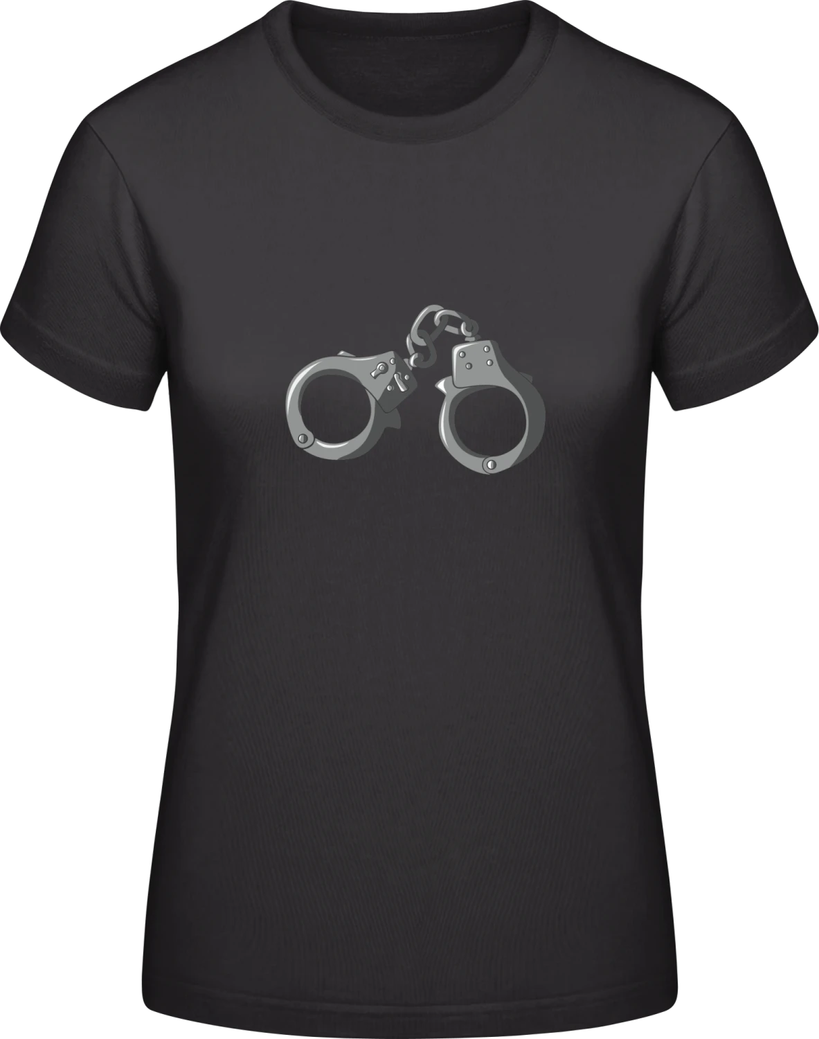 Handcuff Illustration - Black #E190 women T-Shirt - Front