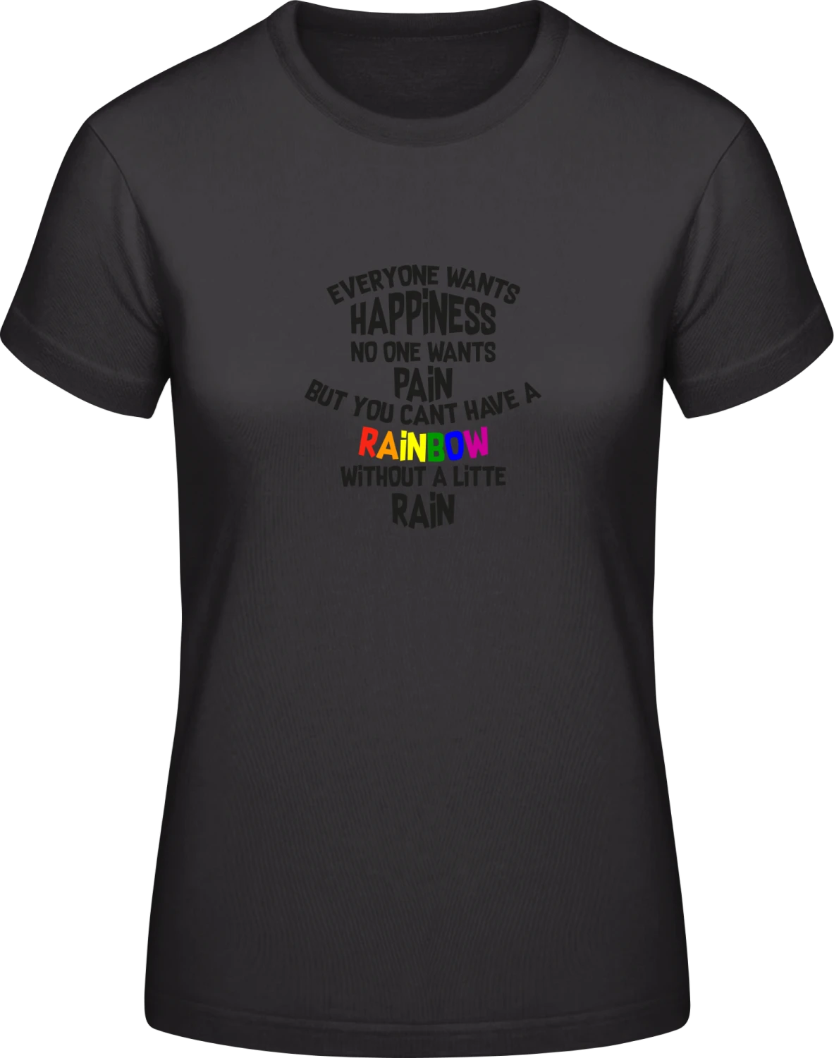 Everyone Wants Happiness - Black #E190 women T-Shirt - Front