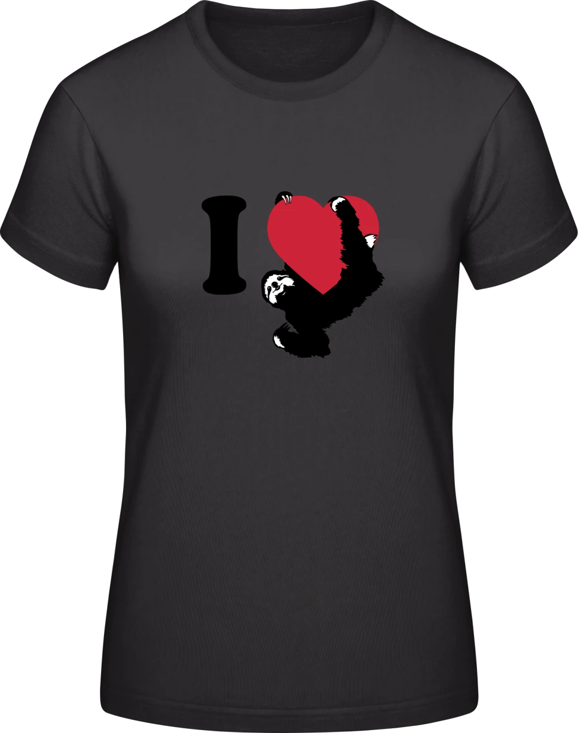 I Love Sloths - Black #E190 women T-Shirt - Front