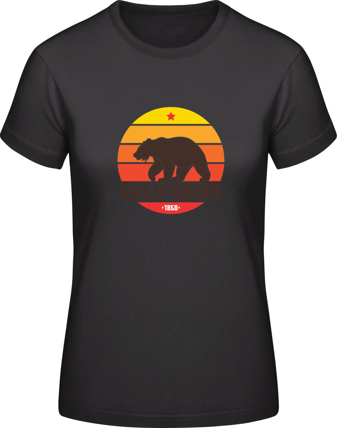 California Grizzly Bear - Black #E190 women T-Shirt - Front