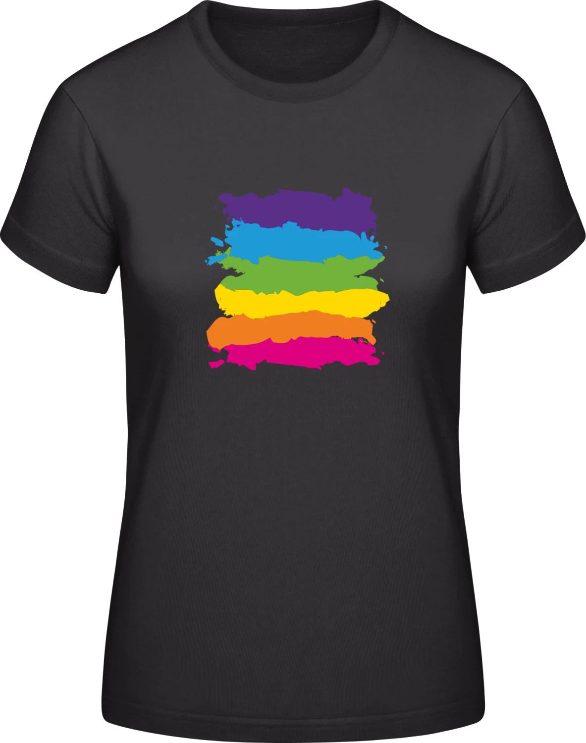 Rainbow Splash - Black #E190 women T-Shirt - Front